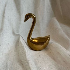 Vintage Brass swan figurine, small bookshelf decor